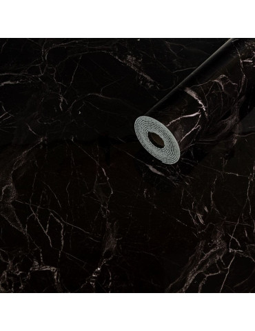 Самоклеюча вінілова плитка в рулоні 600х3000х2мм Чорний мармур Глянец SW-00001289