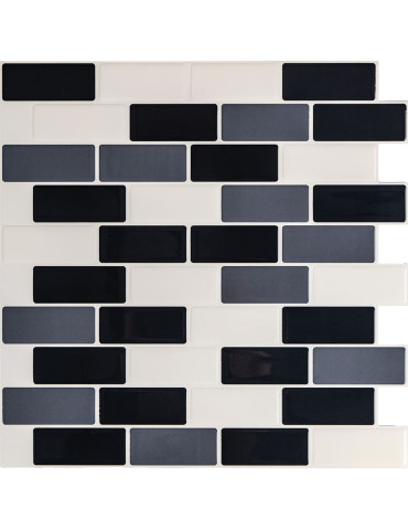 Самоклеюча поліуретанова плитка чорна сіра молочна цегла 305х305х1мм (D) SW-00001329