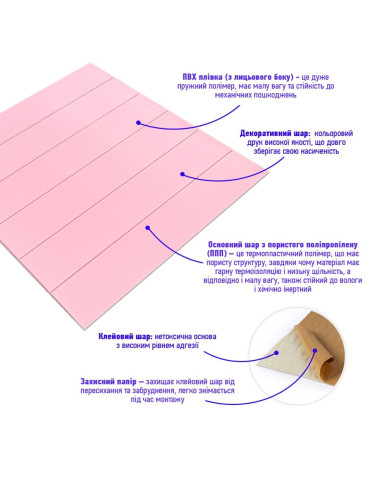 Самоклеюча 3D панель 700x700x4мм Рожеве дерево (379) SW-00001384