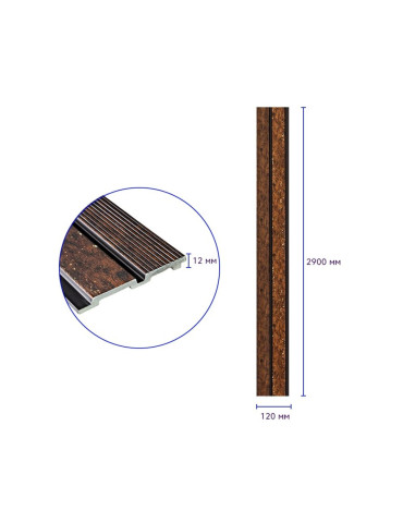 Рейка декоративна PS 2900х120х12мм Мідний із золотими вкрапленнями SW-00001747