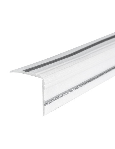 Плінтус РР самоклеючий 2300х140х4мм Білий з сірою смужкою (D) SW-00001809