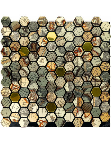 Самоклеюча алюмінієва плитка 300х300х3мм Золота луска SW-00001934