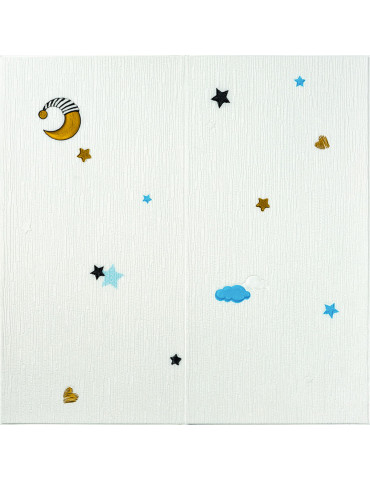 Панель стінова 3D 700х700х4мм Зірки та місяць на білому фоні SW-00001970
