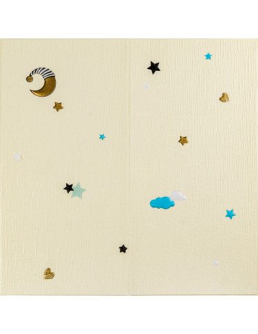 Панель стінова 3D 700х700х4мм Зірки та місяці на бежевому фоні SW-00001971