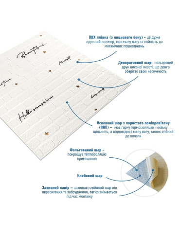 Панель стінова 3D 700х700х4мм Напис із золотом SW-00001979