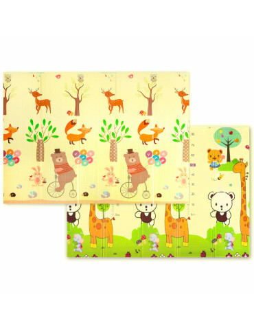 Дитячий складаний розвиваючий термокилимок "Ведмедик на велосипеді | Ростомір" 200х180х1см (248) SW-00000166