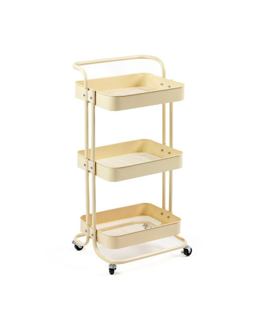 Етажерка мобільна триярусна універсальна з металу 45х37х82см Кремова SW-00002105