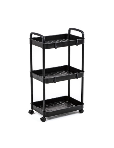 Етажерка мобільна триярусна універсальна пластикова 41х25х72см Чорна SW-00002107
