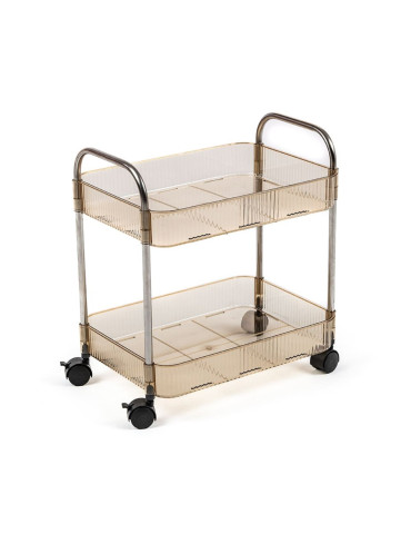 Етажерка мобільна двоярусна універсальна з акрилу та металу 40х28,5х45см Бежева SW-00002110