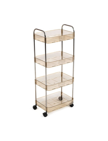 Етажерка мобільна чотириярусна універсальна з акрилу та металу 40х28,5х95см Бежева SW-00002112