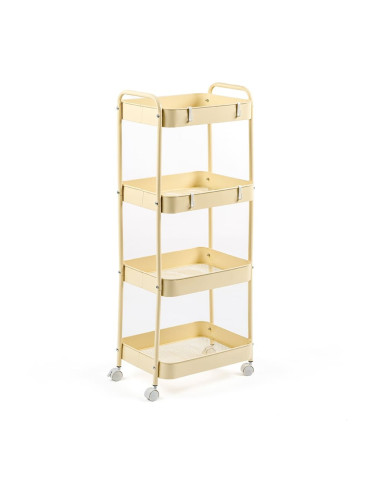 Етажерка мобільна чотириярусна універсальна з металу 45х30х103см Кремова SW-00002114