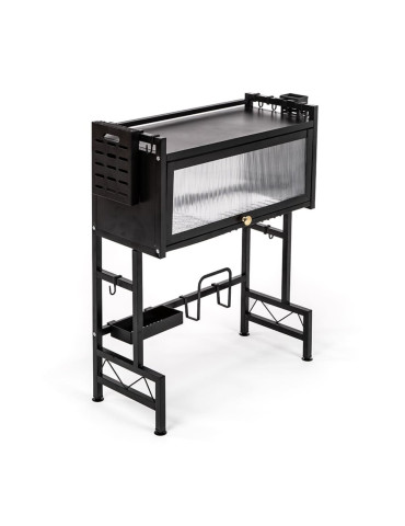 Полиця-органайзер для зберігання та сушіння посуду над раковиною мобільна з нержавіючої сталі 65х30х78см Чорна SW-00002115