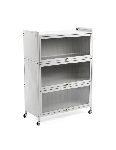 Шафа мобільна для зберігання розкладна триярусна з сталі 70х36х112,8см Світло-сірий SW-00002116