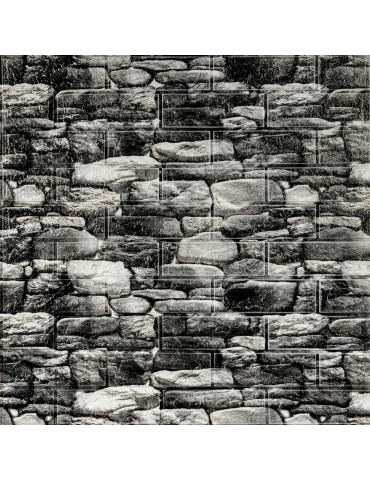 Декоративна 3D панель самоклейка 700х770х5мм Чорний камінь Катеринославський (040) SW-00000483
