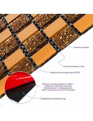 Мозаїка з декоративного скла 298х298х4,5мм Оранж SW-00002360