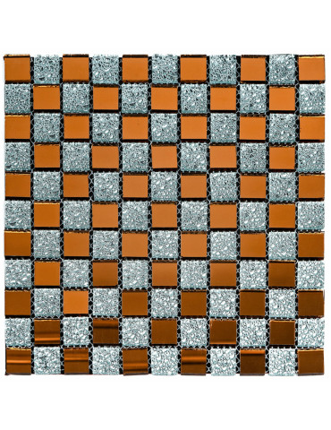 Мозаїка з декоративного скла 298х298х4,5мм Сірий+оранж SW-00002361