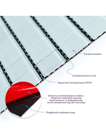 Мозаїка з декоративного скла 298х298х4,5мм Біла SW-00002364