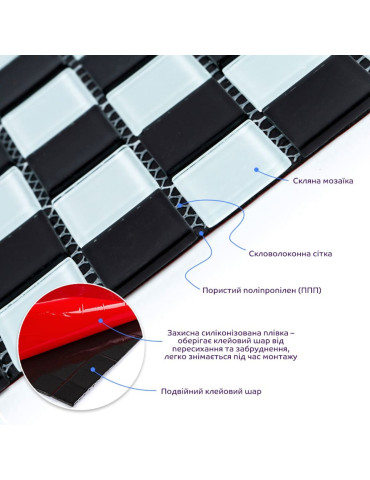 Мозаїка з декоративного скла 298х298х4,5мм Шахматка SW-00002366