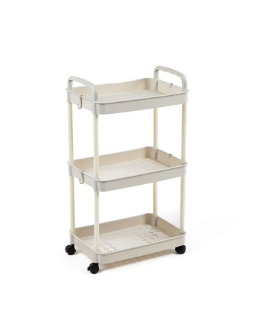 Етажерка мобільна триярусна універсальна пластикова 41х25х72см Слонова кістка SW-00002435