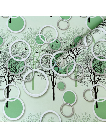 Плівка самоклеюча на паперовій основі 0,45х10м х 0,07мм Чорні та зелені дерева SW-00002440