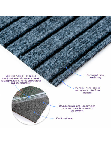 Самоклеюча плитка під ковролін 300х300х4,5мм SW-00002484