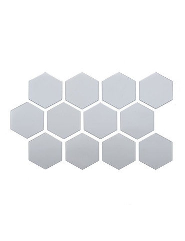 Дзеркальний декор акриловий самоклеючий 80*70мм срібло, 12шт (D) SW-00002511