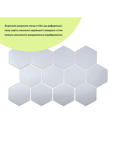 Дзеркальний декор акриловий самоклеючий 85*95мм срібло,12шт (D) SW-00002512