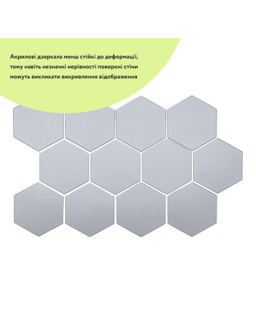 Дзеркальний декор акриловий самоклеючий 150*175мм срібло,12шт (D) SW-00002514