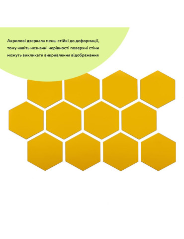 Дзеркальний декор акриловий самоклеючий 125*105мм золото,12шт (D) SW-00002517