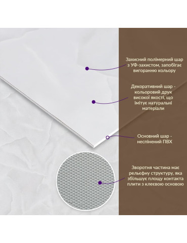 Декоративна ПВХ плита 600х600х3мм (S) SW-00002838