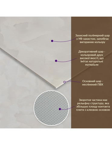 Декоративна ПВХ плита 600х600х3мм (S) SW-00002839