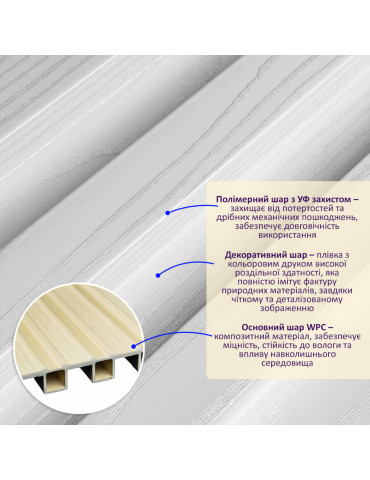 Рейка декоративна WPC стінова 200х27х2900мм SW-00003005