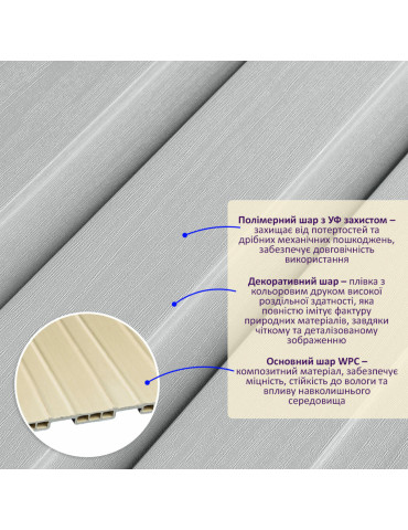 Рейка декоративна WPC стінова 200х11х2900мм SW-00003012
