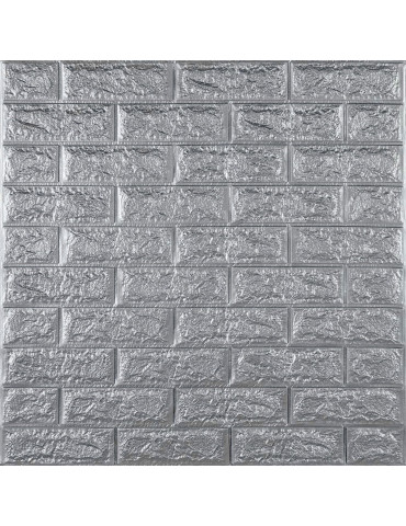3D панель самоклеюча 700х770х7мм цегла Срібло (017-7) SW-00000059