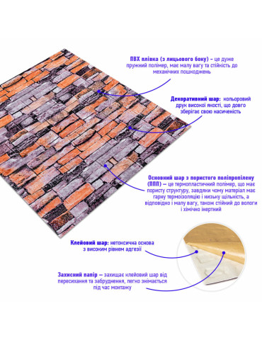 Декоративна 3D панель 700х770х6мм Цегла Катеринославська піщаник (045) SW-00000044