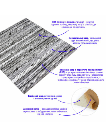 Декоративна 3D панель самоклейка 700х700х6мм Зебра дерево (081) SW-00000019