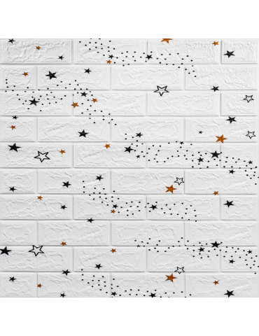 Декоративна 3D панель самоклейка 700х770х5мм Зірки (біла цегла) (021) SW-00000086