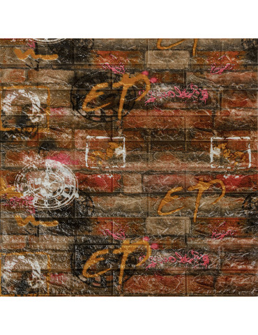 Декоративна 3D панель самоклейка 700х770х6мм Помаранчевий (цегла графіті) (025) SW-00000081