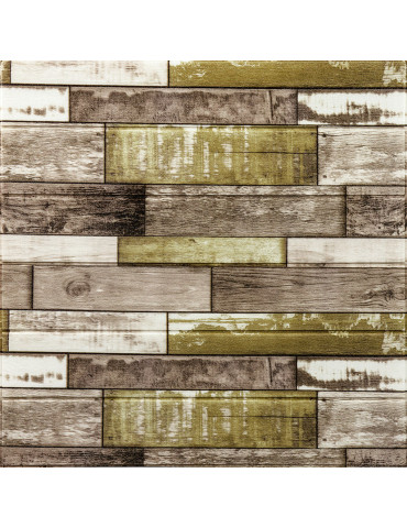 Самоклеюча декоративна 3D панель 700x700x4мм Зелено-коричневе дерево (378) SW-00000883